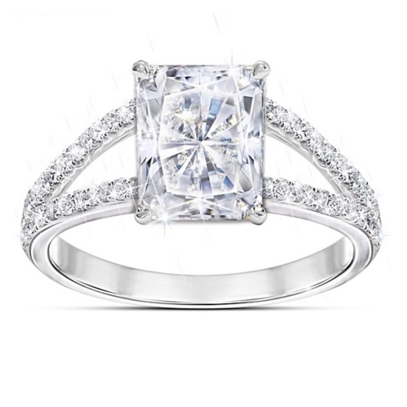 Diamonesk Ring w/ 7.5 Carat Radiant Centerpiece - Picture 1 of 4
